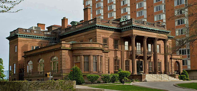 Photograph of the McInstosh-Goodrich Mansion, home to the Wisconsin Conservatory of Music. Designed in 1904, the building is listed on the National Register of Historic Places. 