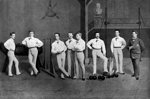 Illustration of the 1880 Milwaukee Turners' team. This group of men competed in Germany's Fifth National Turnfest in Frankfurt and won five medals. 