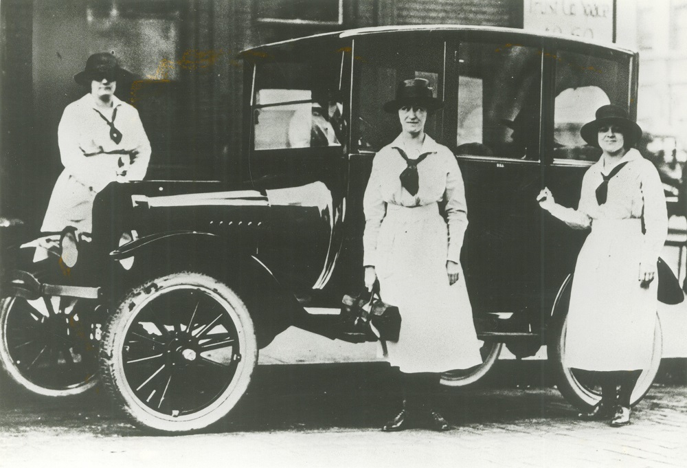 Visiting Nurse Association of Milwaukee founder Sarah Boyd (left) is shown with two nurses in this 1922 photograph.
