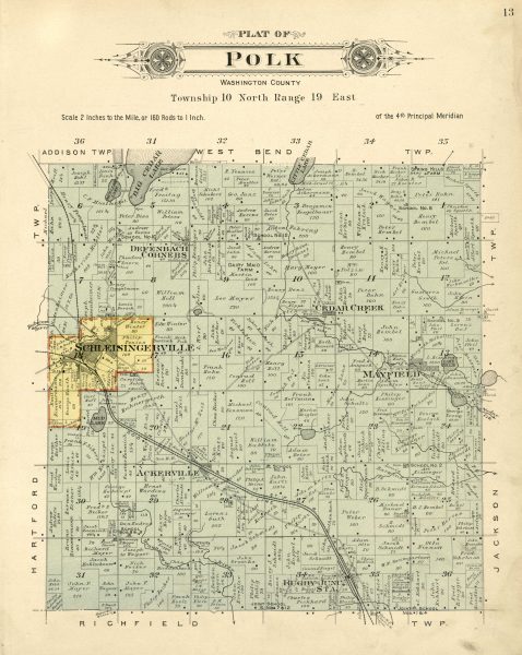 This 1915 plat map of the Town of Polk highlights how waterways and railroads shaped its settlement and development.