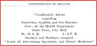 In 1916 Milwaukee Health Department inspectors posted this notice in factory toilets and public toilets to offer “advice” on treating or avoiding sexually transmitted diseases.
