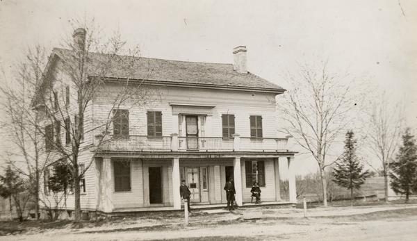 An 1884 photograph of the inn Nelson Hawks built in Delafield in 1846. Listed on the National Register of Historic Sites, the building is now used as a historical museum.