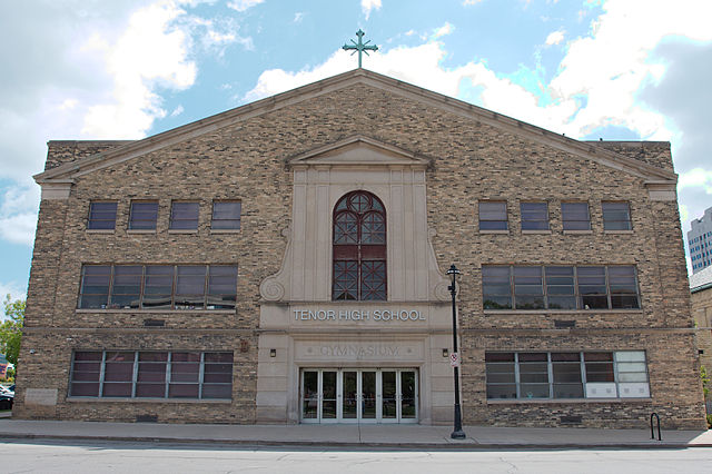 Constructed in 1955 as the gymnasium for St. John’s Cathedral High School, this building on N. Jackson Street now houses Tenor School, one of Milwaukee’s area charter schools.