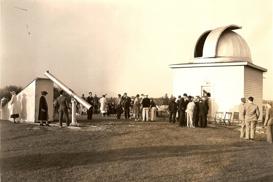 Members gather for the 1938 dedication of the Milwaukee Astronomical Society in New Berlin.