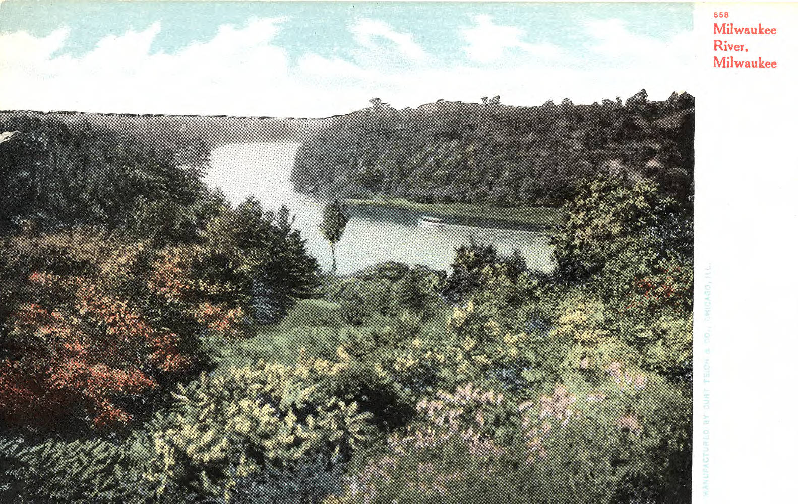 By the early twentieth century, nearly all of the natural woodlands in Milwaukee, as seen here flanking the Milwaukee River, were gone. 