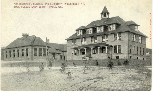 Located near Wales, the Wisconsin State Tuberculosis Sanatorium opened in 1907. It closed in 1957 and reopened in 1959 as the Ethan Allen School for Boys. 