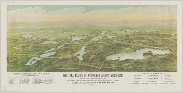 The Lake Country is shown in this 1890 bird's eye view.