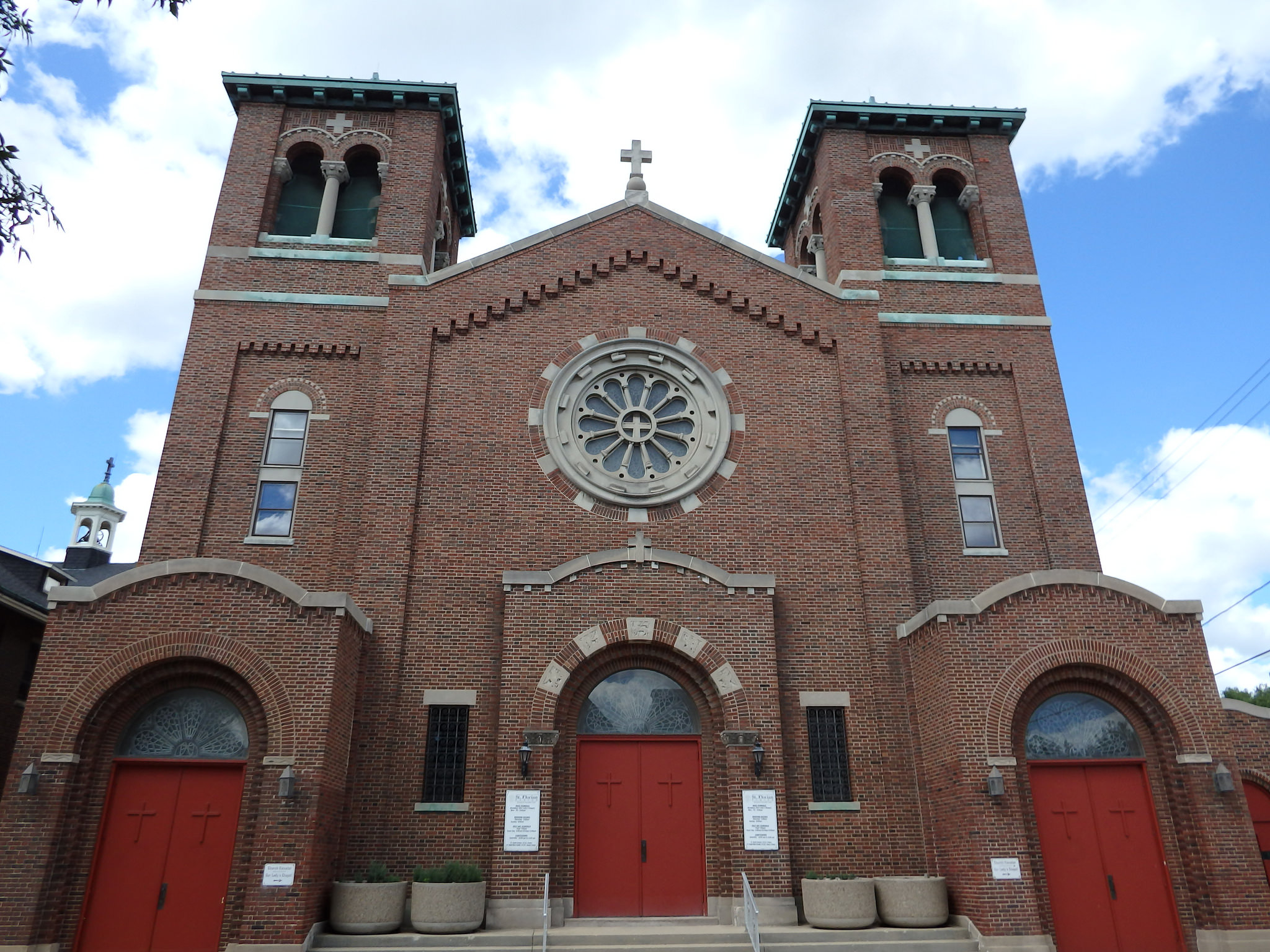 St. Florian Parish formed in West Milwaukee in 1911 and its current building was dedicated in 1939. Though the church lost a significant number of parishioners whose homes were razed for a freeway that was never built, the parish continues to serve the community today. 