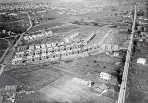 The Garden Homes housing development was the first municipally-sponsored public housing project in the United States. This 1922 aerial photograph provides a view of the neatly laid out homes just before they were completed in 1923.