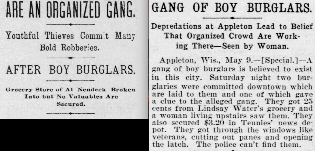 Newspapers in 1899 and 1904 reveal the long history of gangs across the the region and the state.