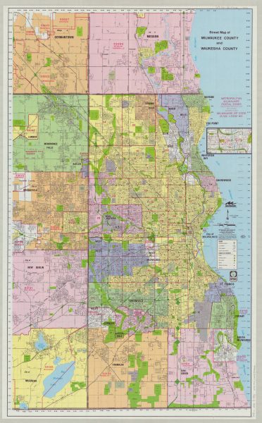 This 1985 map illustrates the many communities that have developed in the greater Milwaukee area over time.