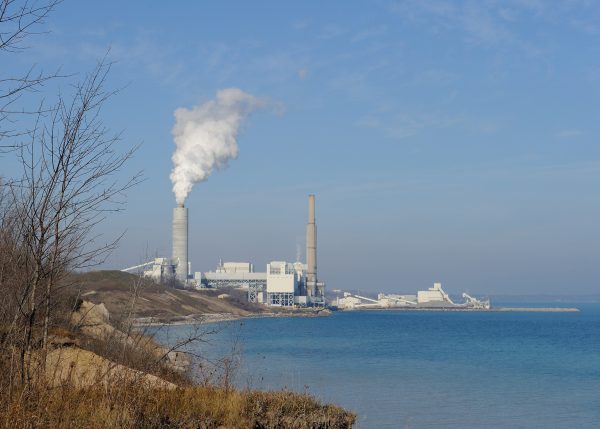 The Wisconsin Electric power plant in Oak Creek, pictured here in 2012, began operation in 1953 and catalyzed an annexation battle with the city of Milwaukee. The culminating legislation, known as the Oak Creek Law, resulted in the incorporation of the City of Oak Creek. 
