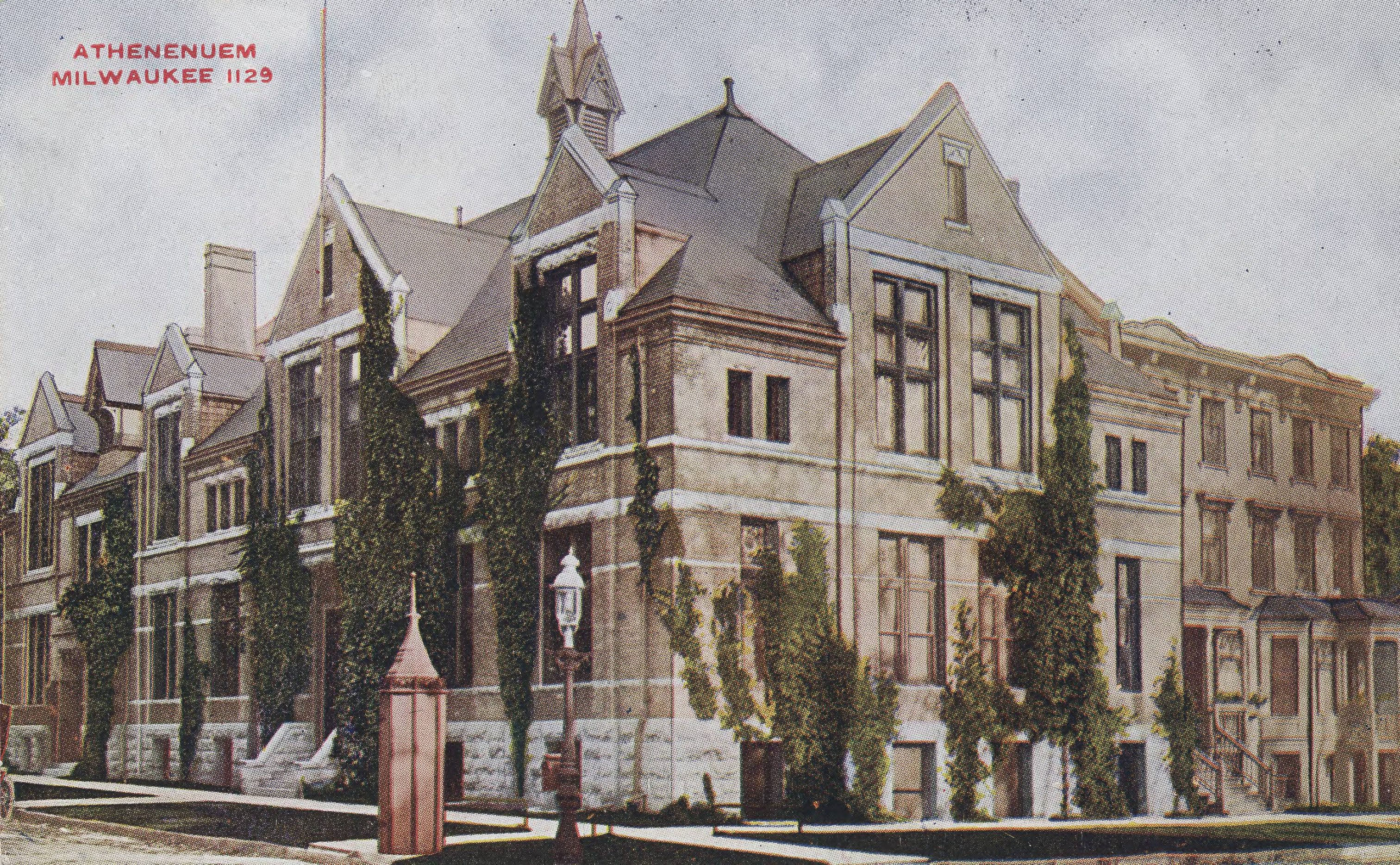 This postcard illustrates the Athenaeum Building, located at 813 E. Kilbourn Avenue. It was built in 1887 and paid for by the Woman's Club of Wisconsin, which still has its headquarters in the building today. 